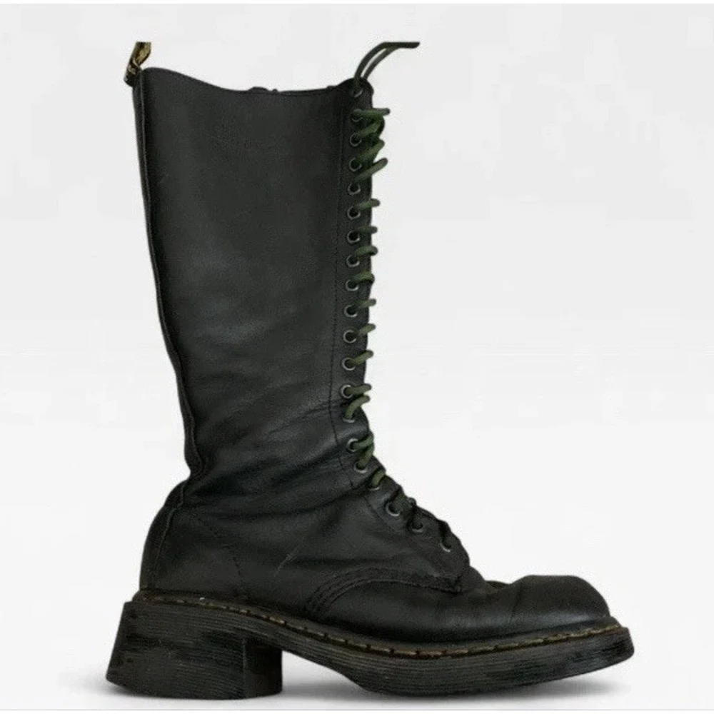 Dr Martens 1b60 Bex Pisa 20 Eye Black Knee High Boots *BROKEN ZIPPER* 8